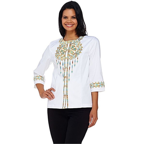 Bob Mackie Santa Fe Dream Embroidered Sleeve Jacket - Picture 5 of 5